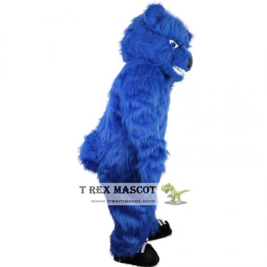 Blue Bear Long Hairy Mascot Costume for Adult