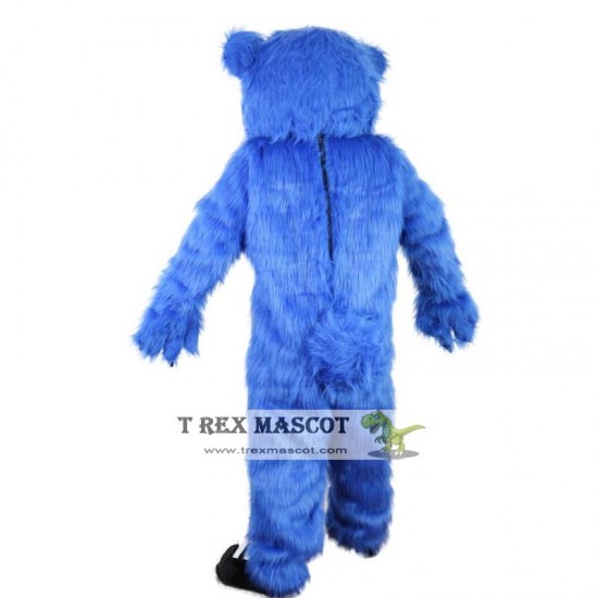 Blue Bear Long Hairy Mascot Costume for Adult