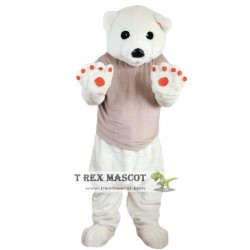 White Bear Hairy Moustache Mascot Costume for Adult