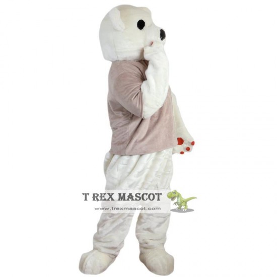 White Bear Hairy Moustache Mascot Costume for Adult