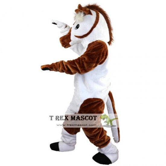 Brown White Piebald Horse Mascot Costume for Adult