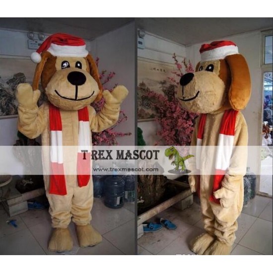 Deluxe Christmas Dog Mascot Costume for Adult