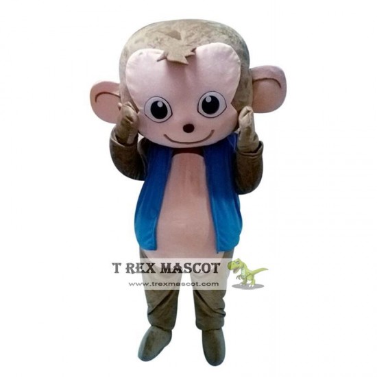 Monkey Mascot Costume In Blue Jacket