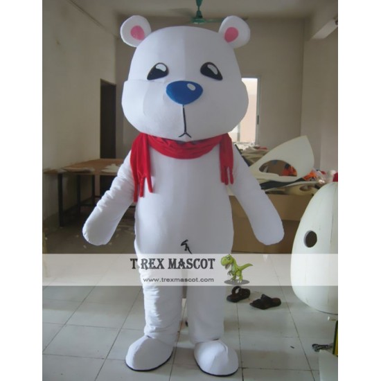 White Bear Cartoon Mascot Costume