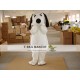 Deluxe White Dog Mascot Costume for Adult