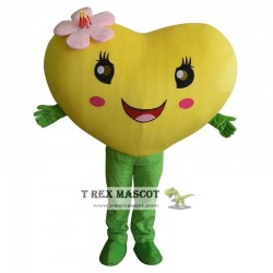 Yellow Love Heart Mascot Costume for Adult