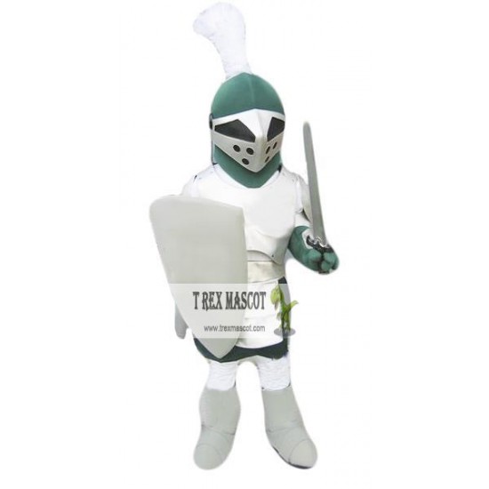 Green & Sliver Knight Mascot Costume