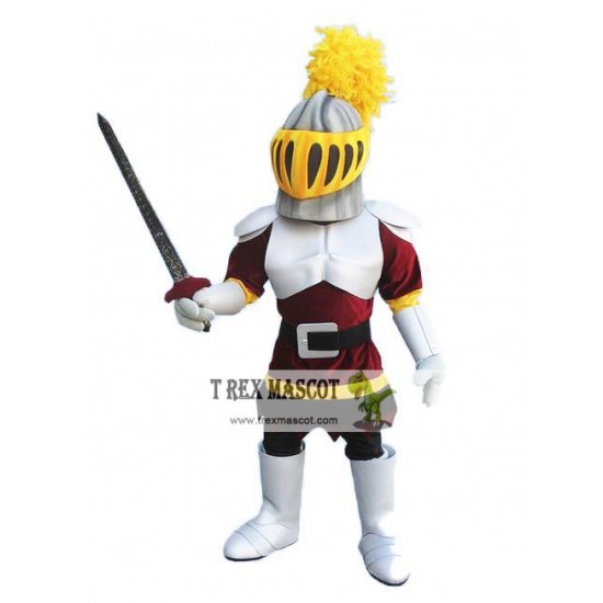 Silver & Red Knight Mascot Costume