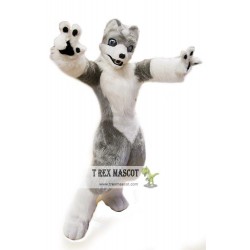 White Grey Wolf Mascot Costume