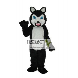 Long-Haired Black Wolf Mascot Adult Costume