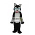 Thin Teeth Long-Haired Black Wolf Mascot Adult Costume