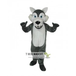 Short Plush Grey Wolf Mascot Costume