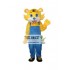 Yellow Tiger In Blue Overall Mascot Adult Costume