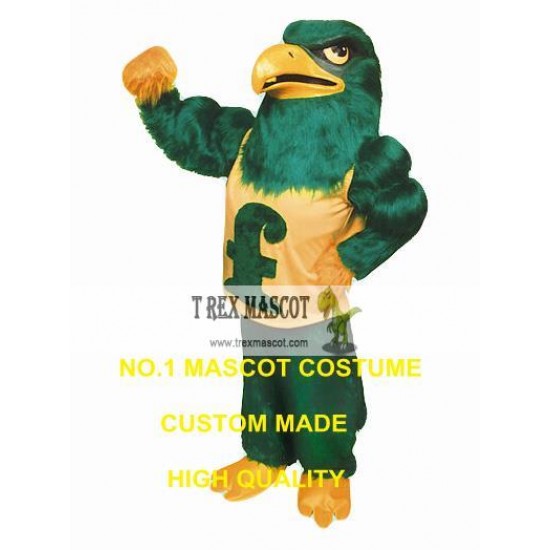 Falcon Mascot Costume Long Plush Green Falcon Eagle