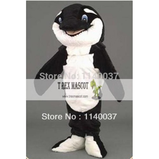 Black Orca Mascot Adult Plush Mascot Costume