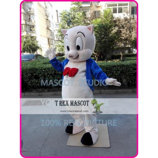 Porky Pig Mascot Cartoon Costume