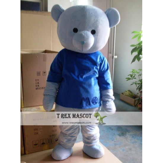 Blue Bear Mascot Costume With T-Shirt