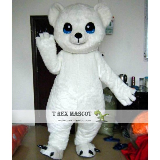 Big Eyes White Polar Bear Mascot Costume For Adult