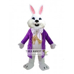 Easter Bunny Rabbit Mascot Costume with Purple Jacket