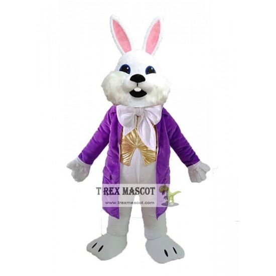 Easter Bunny Rabbit Mascot Costume with Purple Jacket