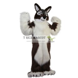 Long Hair Brown Wolf Mascot Costumes