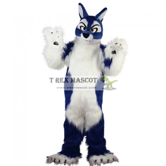 Long Hair Blue Wolf Mascot Costumes