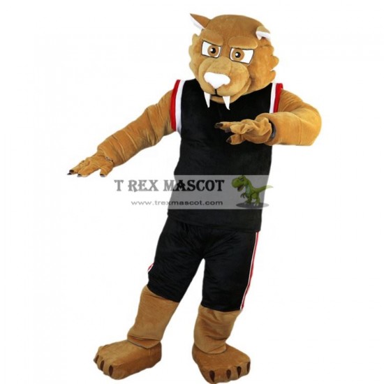 Black Coat Sport Mascot Costume Brown Muscle Leopard Costumes