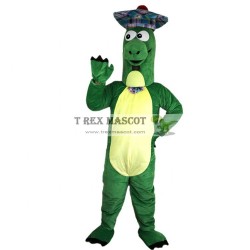 Green Dinosaur Wearing Hat Mascot Costumes