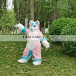 Long Fur Pink Fox Dog Fursuit Adult Cosplay Furry Costume