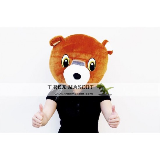 Brown Bear Plush Helmet Mascot Head