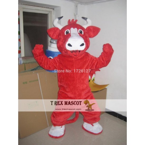 Mascot Red Cow Mascot Bull Cattle Costume