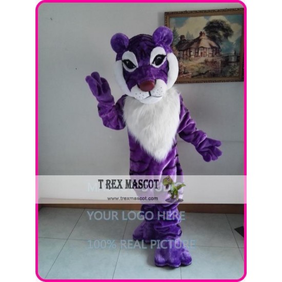 Mascot Purple Tiger Cat Mascot Costume