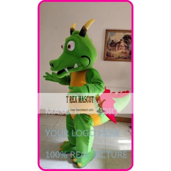 Mascot Green Dragon Mascot Dino Dinosaur Rex Costume