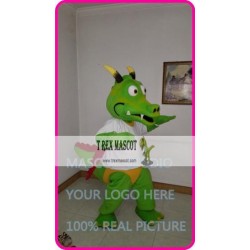 Mascot Green Dragon Mascot Dino Dinosaur Rex Costume White Suit Cosplay