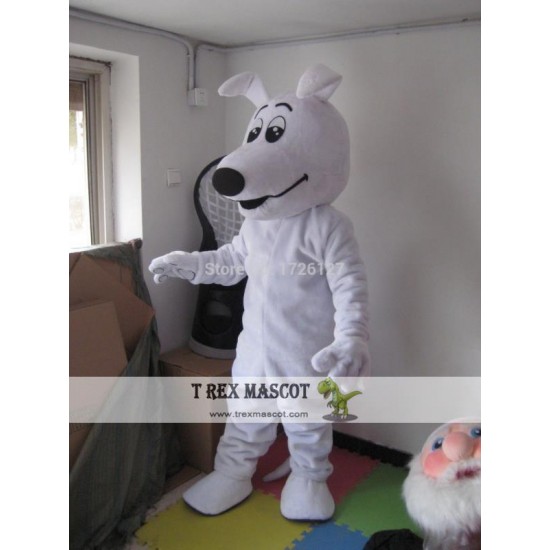 Mascot White Dog Mascot Costume