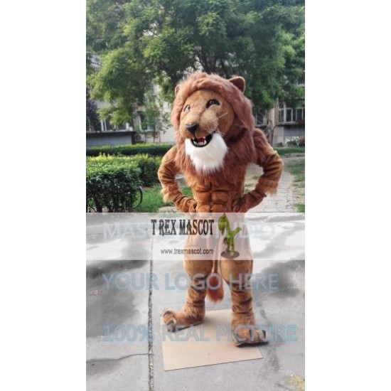 Mascot Muscle Strong Lion Mascot Costume