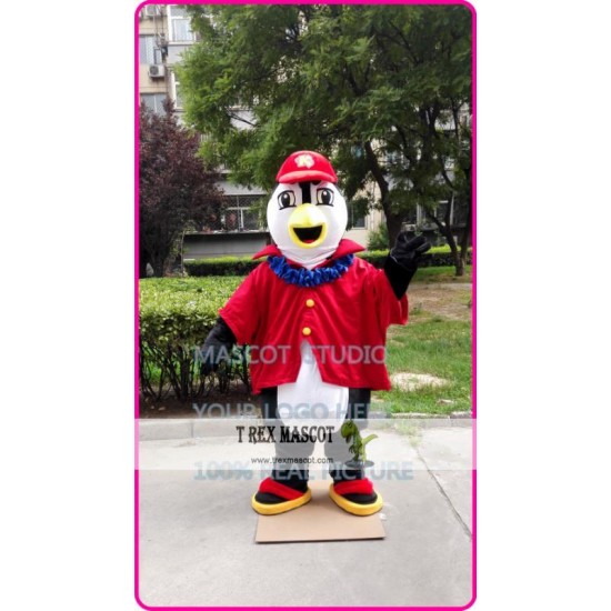 Mascot Penguin Mascot Costume With Red Shirt