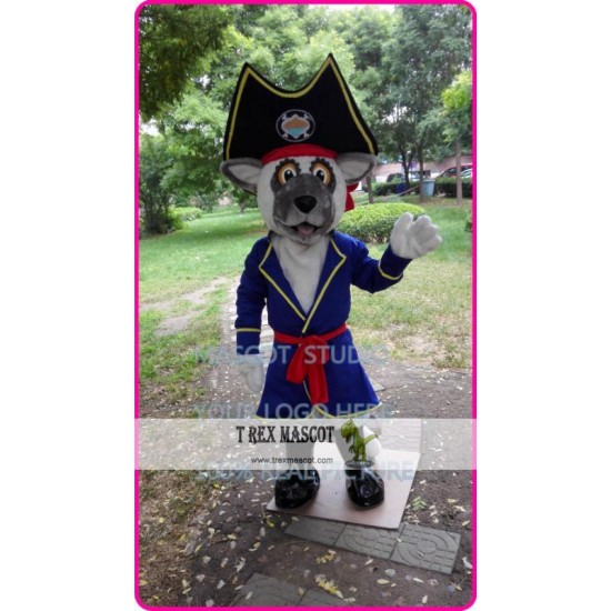 Mascot Pirate Dog Mascot Costume Grey Dog