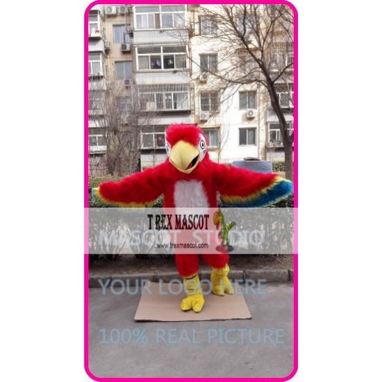 Plush Red Parrot Mascot Costume