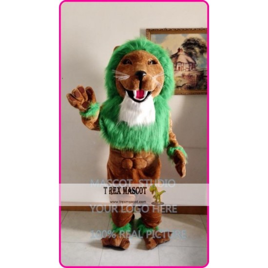 Mascot Green Plush Hair Lion Mascot Costume