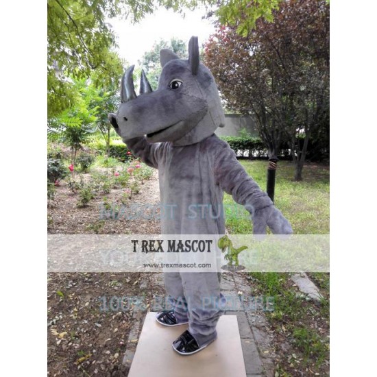 Grey Rhino Mascot Costume Rhino