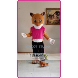 Mascot Pink Leopard Panther Courgar Mascot Costume Cartoon Anime Cosplay