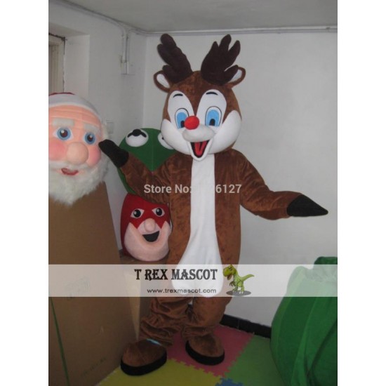 Mascot Reindeer Moose Red Nose Deer Mascot Costume