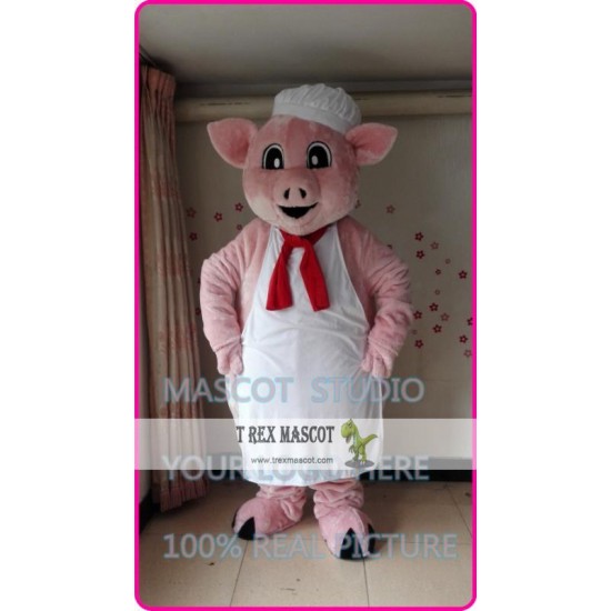 Pink Pig Chef Mascot Costume