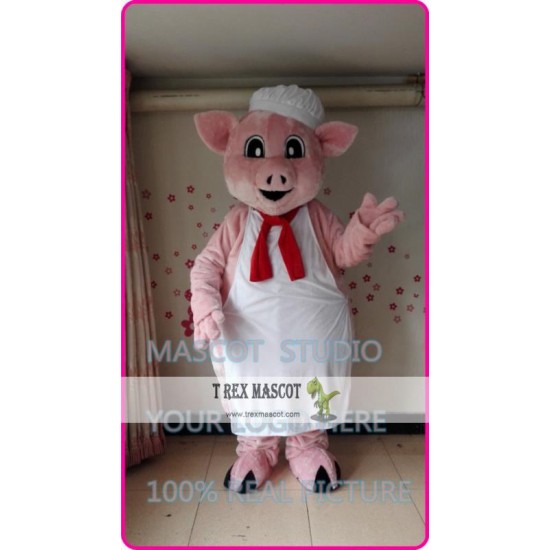 Pink Pig Chef Mascot Costume