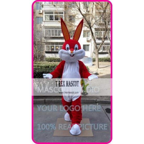 Easter Red Rabbit Bunny Mascot Costume