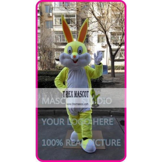 Easter Yellow Rabbit Bunny Mascot Costume Cartoon