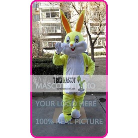 Easter Yellow Rabbit Bunny Mascot Costume Cartoon