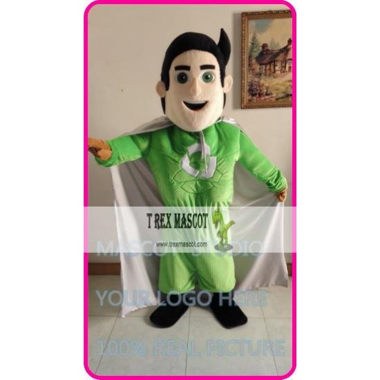 Mascot Green Superman Super Hero Mascot Costume