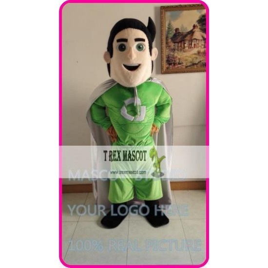 Mascot Green Superman Super Hero Mascot Costume